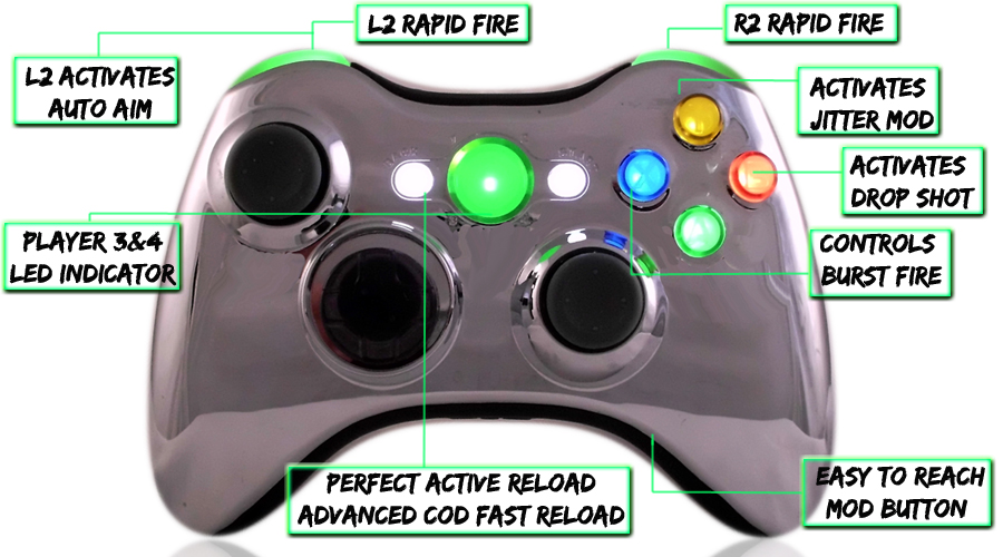 XCM Chrome Green Modded Controller