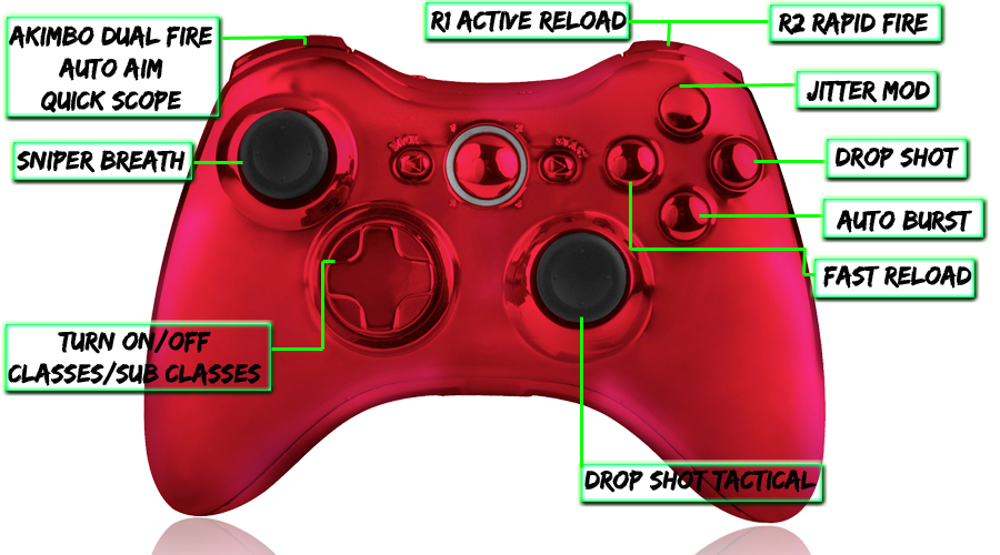 xbox 360 22 mode Raptorfire Chrome Red modded controller