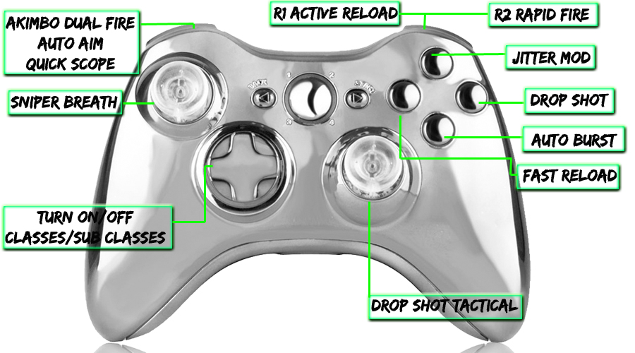 xbox 360 22 mode Raptorfire Chrome modded controller